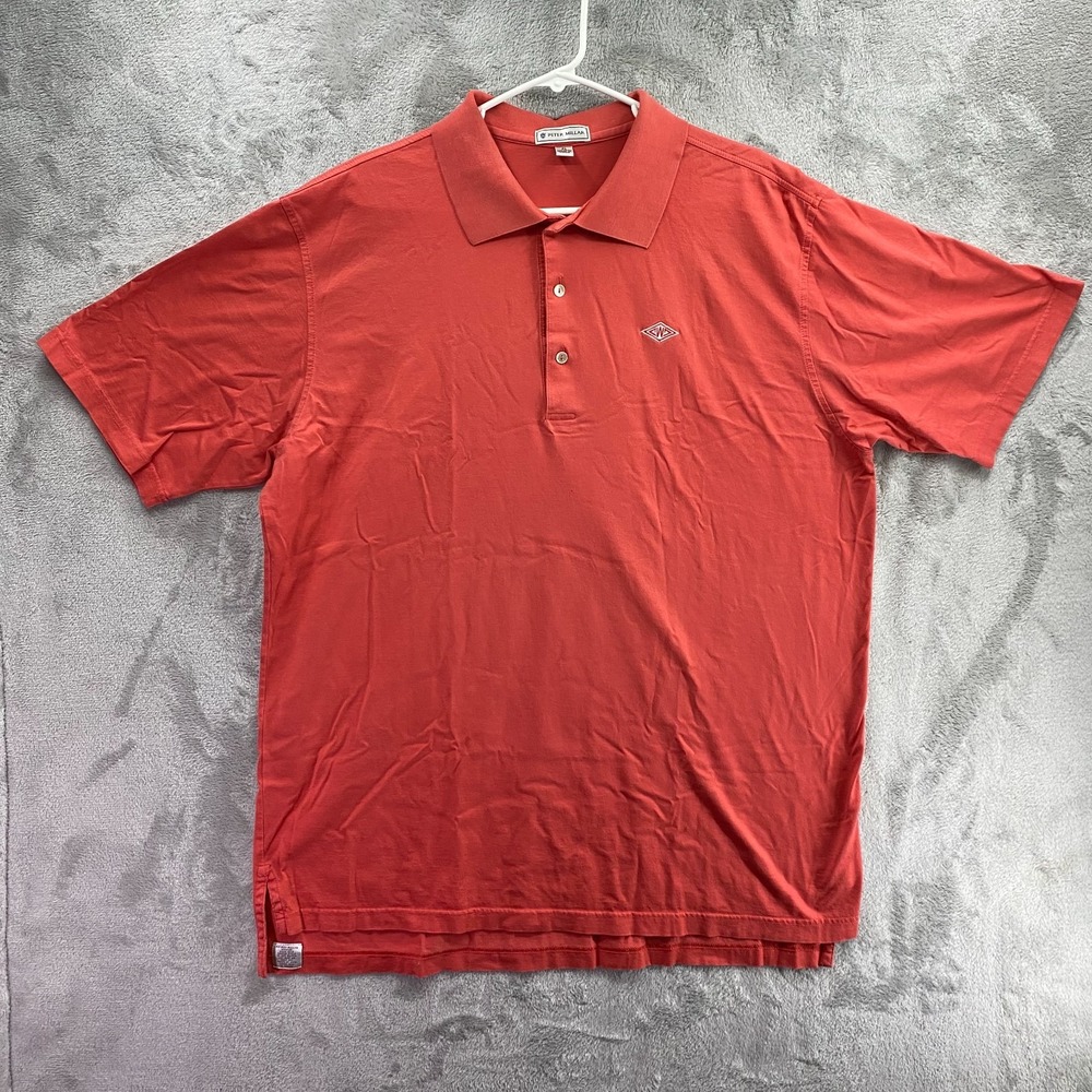 Peter Millar Mens XL Terra Cotta Red Cotton Golf Polo Shirt Diamond Logo Korea